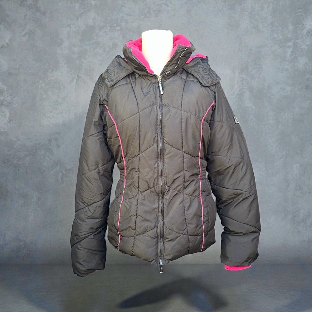 XOXO Black Puffer Jacket with Pink Trim